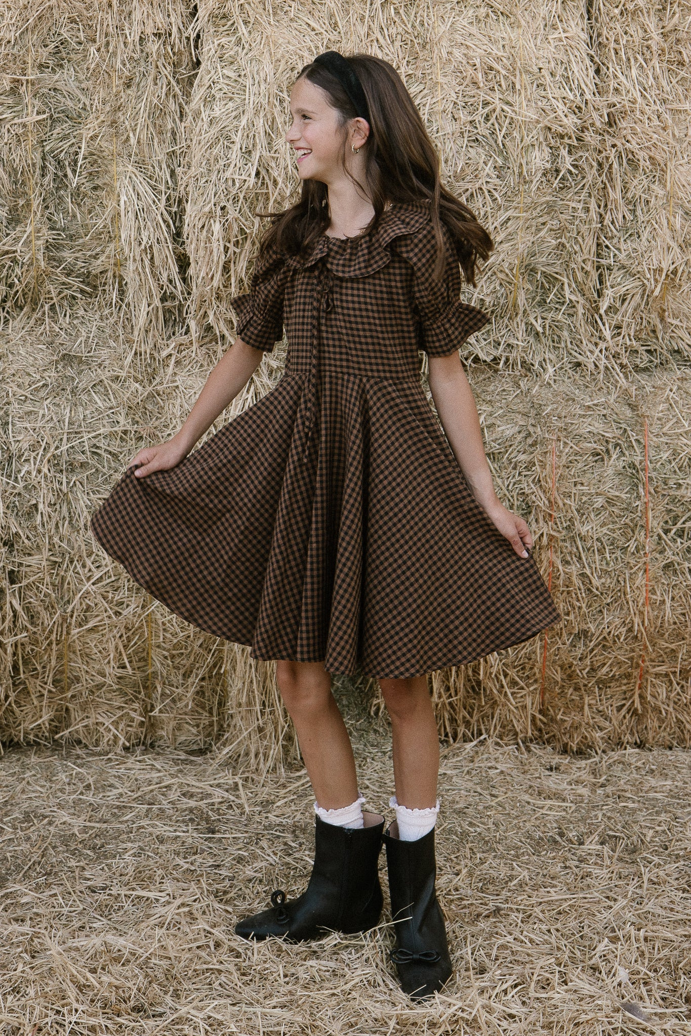 Mini Maple Dress in Brown Gingham | Ivy City Co