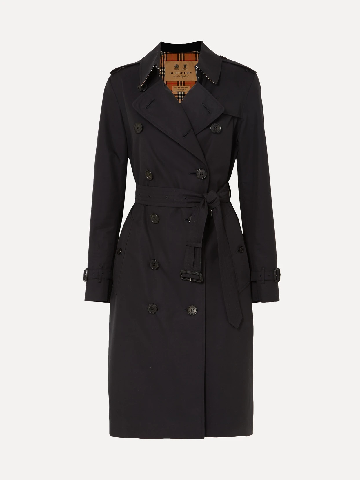 Burberry - The Kensington Long Cotton-gabardine Trench Coat - Blue | NET-A-PORTER (US)