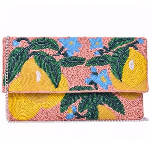 DARDOZI Lemon Seed Bead Clutch Bag, Embellished Fruit Crossbody Bag, Seed Bead Clutch Bag, Boho Handbag, Black Clutch, Gift for Her | Amazon (US)