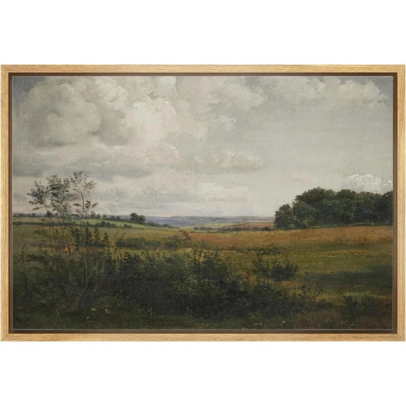 Vintage Rural Countryside Landscape Rustic Pictures Farmhouse Artwork Framed Canvas Print Wall Ar... | Wayfair North America