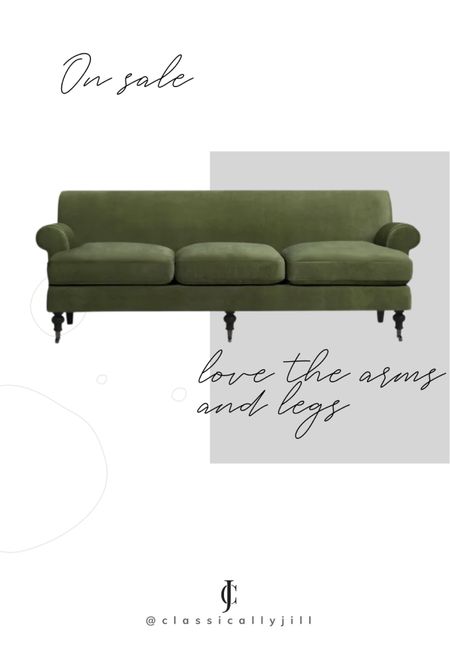 Sofa couch green couch velvet English arm classic home 

#LTKhome #LTKsalealert