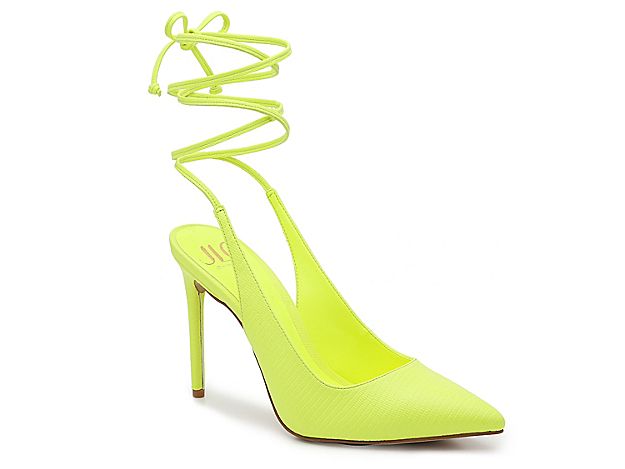 JLO JENNIFER LOPEZ Florella Pump - Women's - Neon Yellow Reptile Embossed Synthetic | DSW