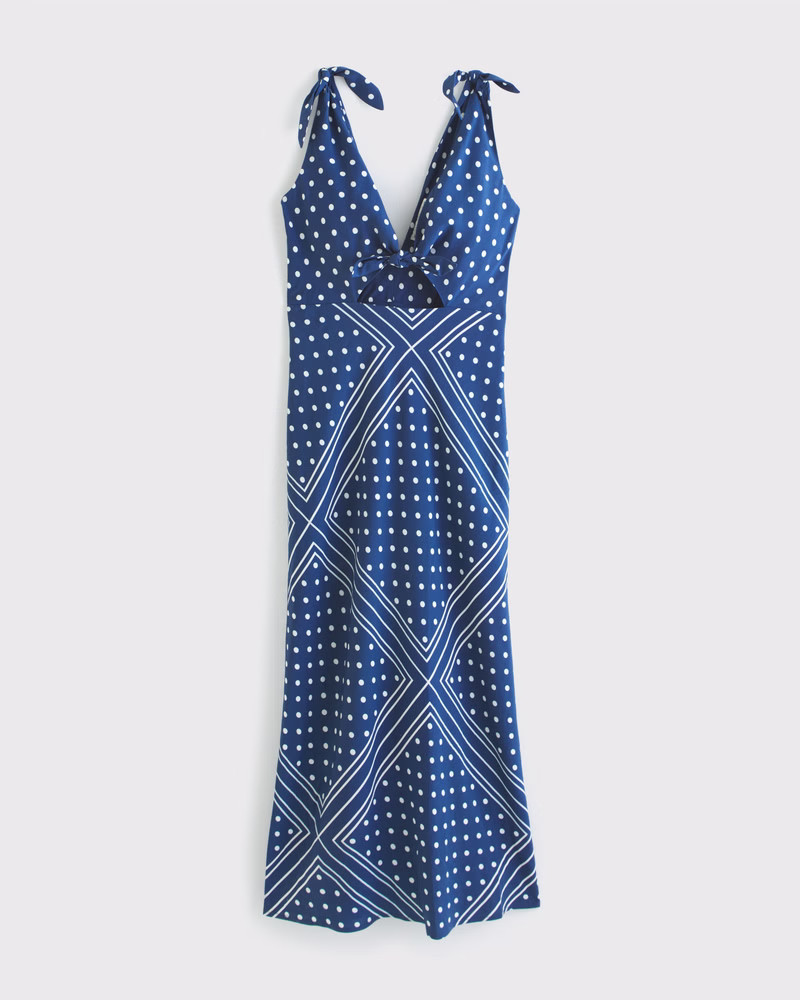 Tie-Front Scarf Midi Dress | Abercrombie & Fitch (US)