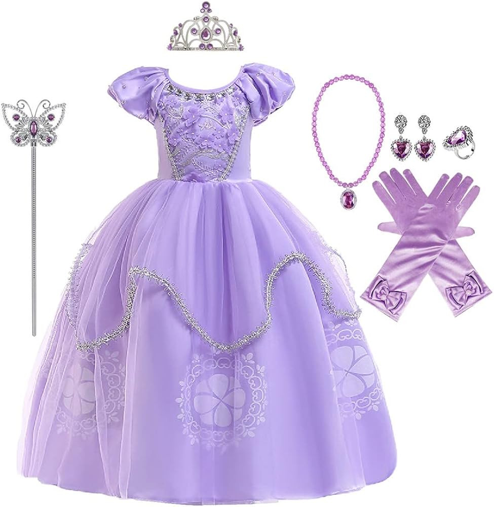 Little Girls Sofia Princess Costume Birthday Christmas Party Halloween Cosplay Fancy Dress Up Out... | Amazon (US)
