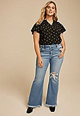 Plus Size KanCan™High Rise Open Ripped Flare Jean | Maurices