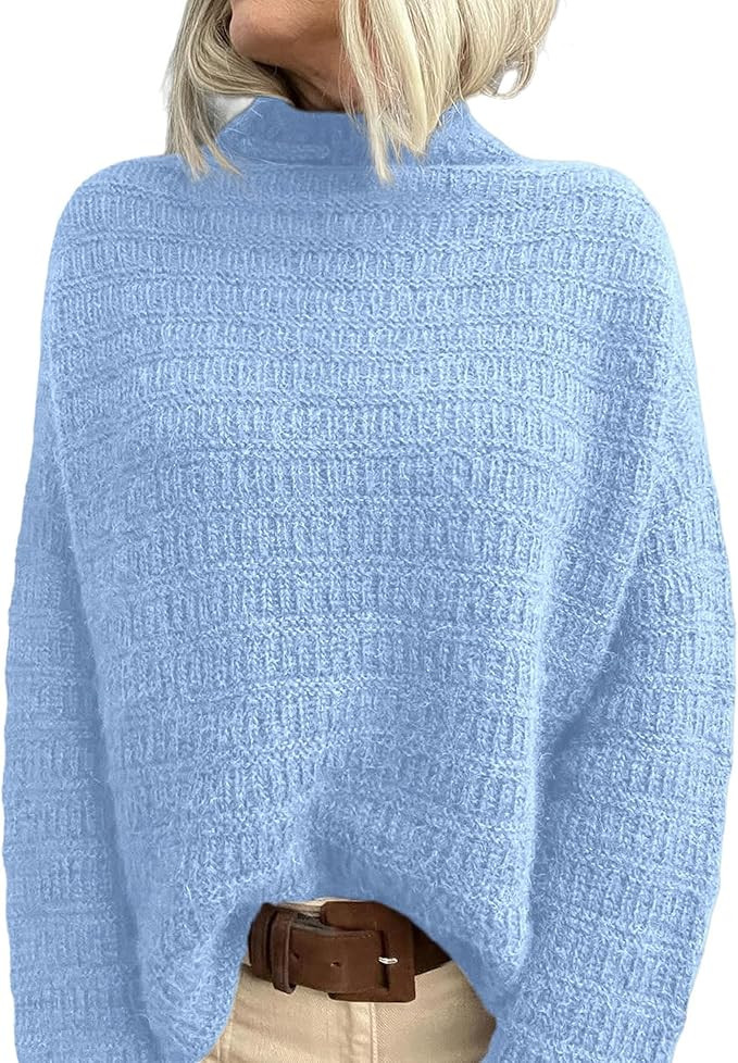 PRETTYGARDEN Womens Mock Neck Oversized Sweaters 2026 Long Sleeve Pullover Fall Sweater Knit Jump... | Amazon (US)