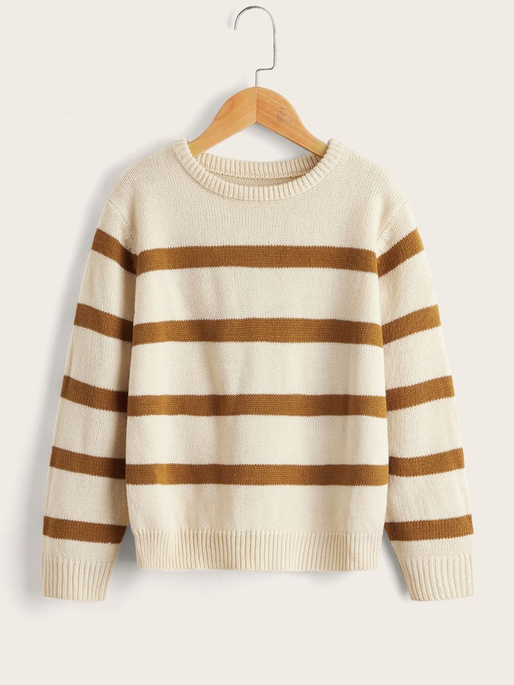 SHEIN Boys Striped Pattern Drop Shoulder Sweater | SHEIN