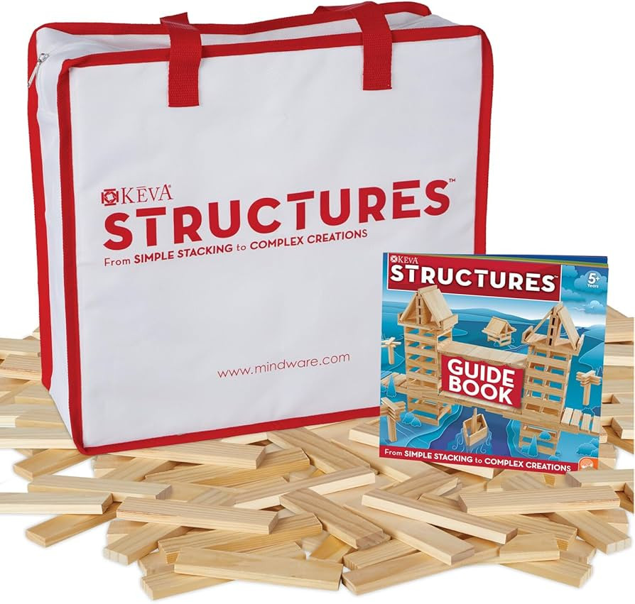 MindWare KEVA Structures 400 Plank Wooden Building Blocks Set - Includes 400 Pine KEVA Planks, Ca... | Amazon (US)