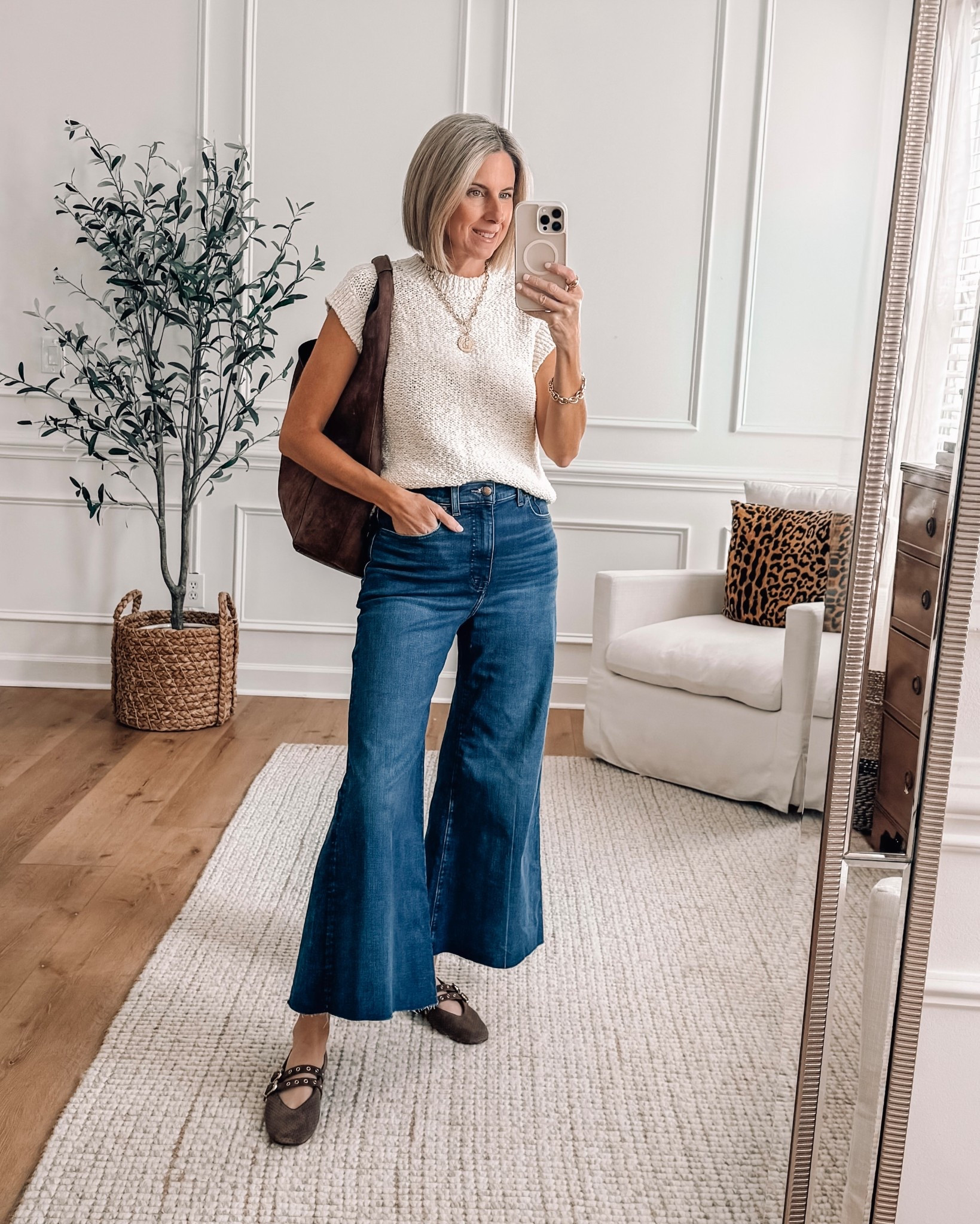 Casual fall outfit idea 🍂
Loving this easy combo of wide leg jeans, a textured knit top, and brown Mary Jane flats — comfy, classic, and pulled together for everyday wear. Add a suede tote to complete the look! Perfect for fall errands, lunch dates, or casual Fridays at work.



#LTKOver40 #LTKSeasonal #LTKFindsUnder100