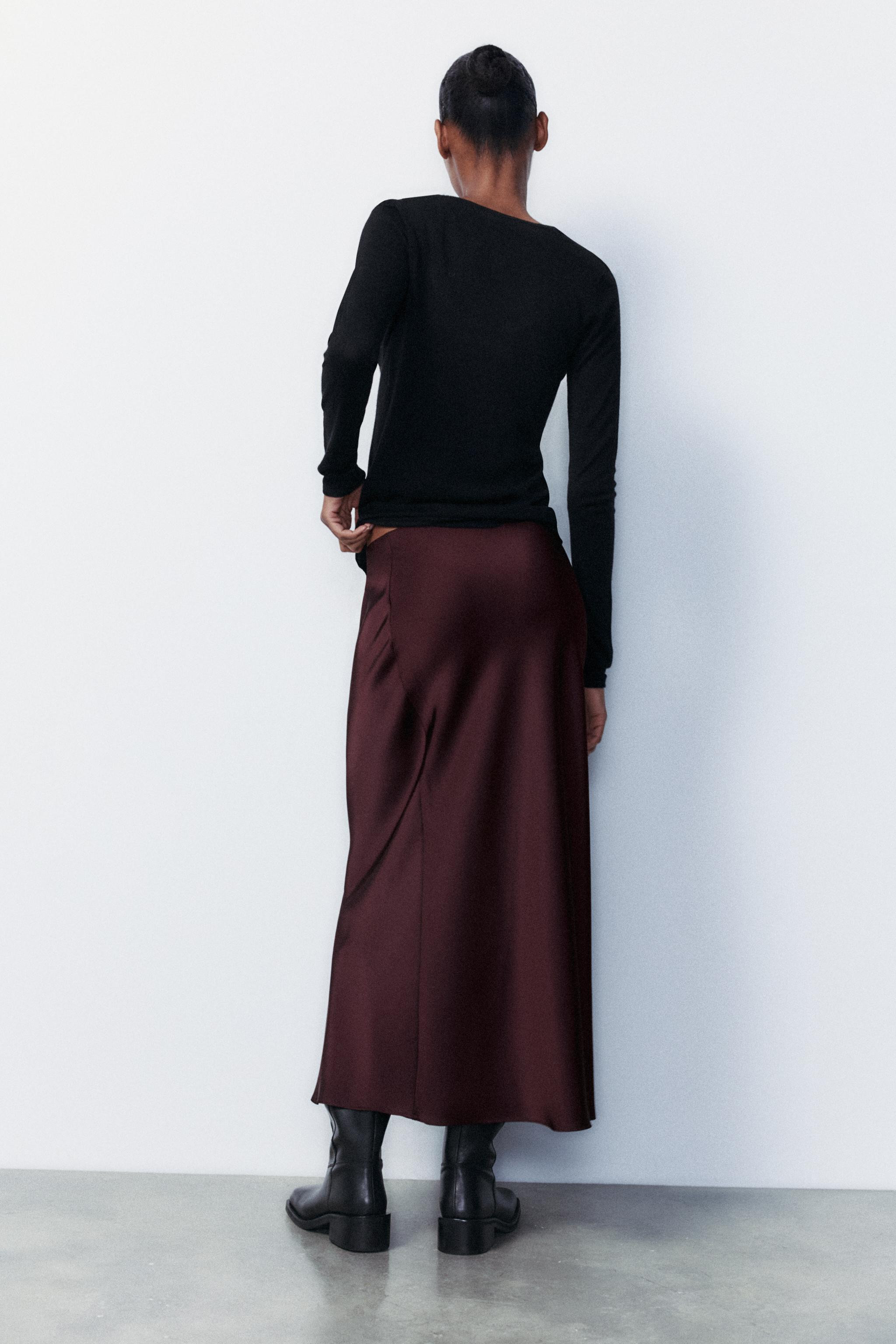 SATIN EFFECT MIDI SKIRT | Zara US