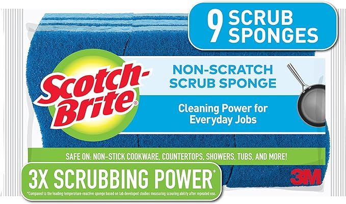 Scotch-Brite Non-Scratch Scrub Sponges, For Washing Dishes and Cleaning Kitchen, 9 Scrub Sponges | Amazon (US)