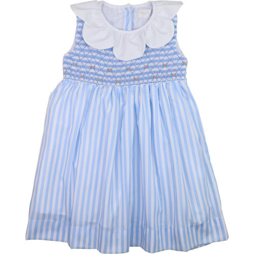 Blue Stripe Smocked Rosebud Dress | Cecil and Lou