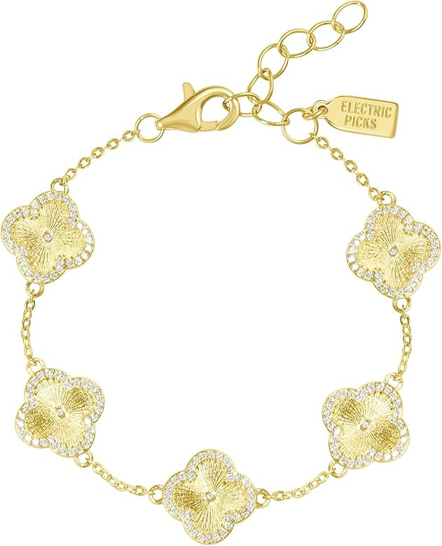 Electric Picks Clover Icon Bracelet - Gold Plated Bracelet for Women, Perfect for Layering or Wea... | Amazon (US)