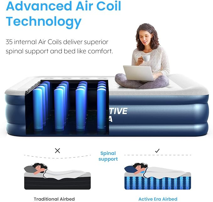 Active Era Premium Queen Air Mattress - Elevated Inflatable Double Air Bed, Built-in Electric Pum... | Amazon (CA)