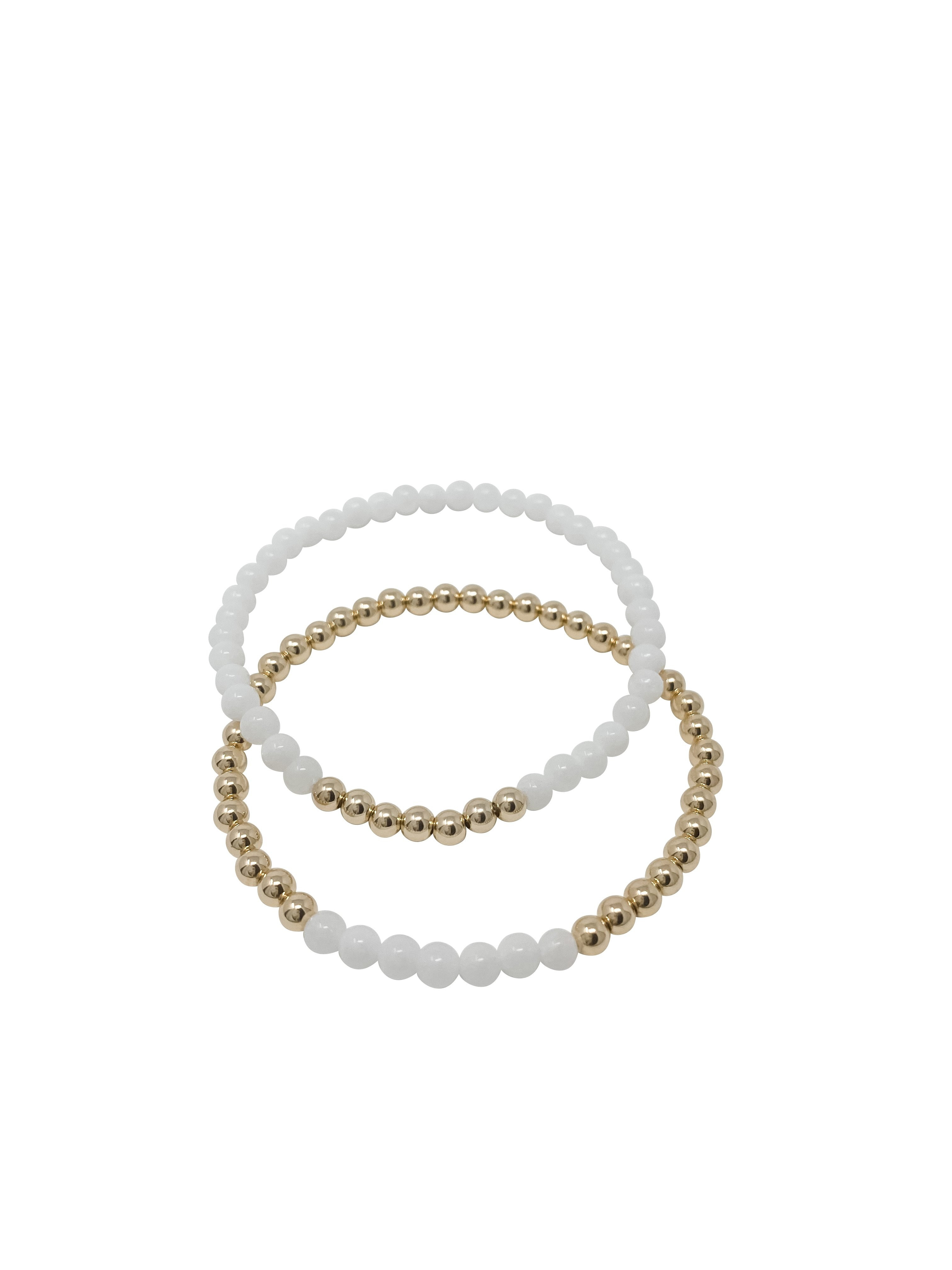 color block bracelets | white jade | two | Reef rain aria
