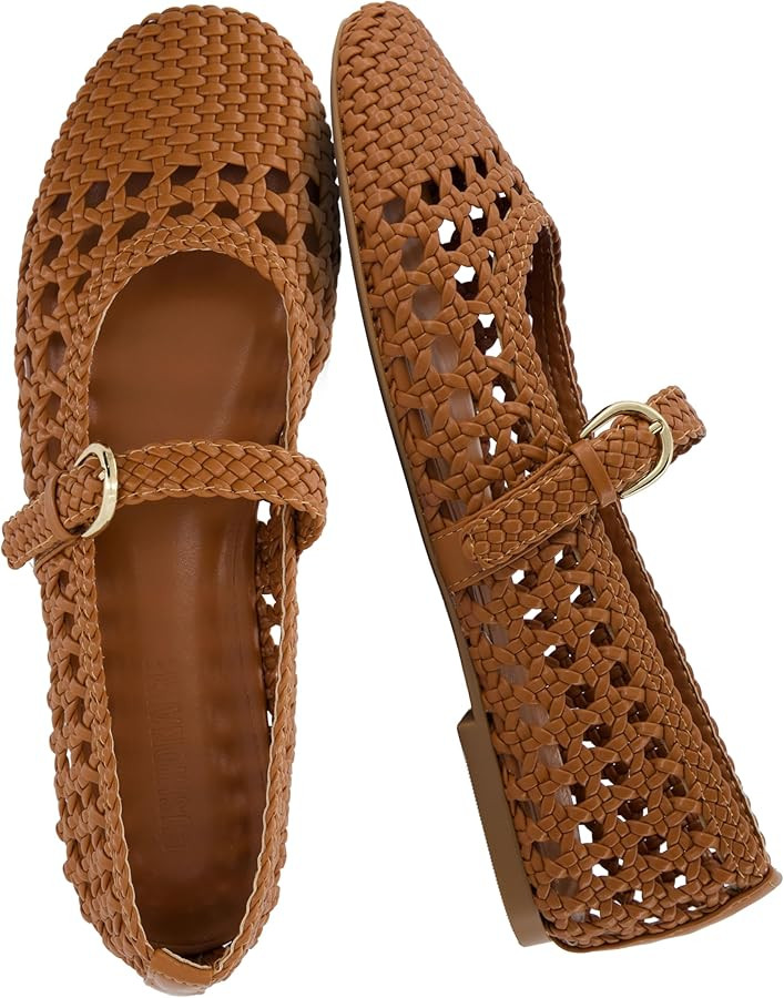 CUSHIONAIRE Windsor Woven Womens Flats with Adjustable Strap – Comfortable Mary Jane Ballet Fla... | Amazon (US)