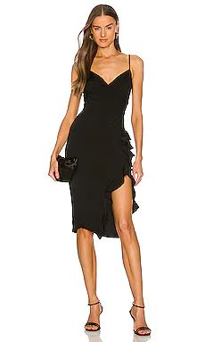 MORE TO COME Natasha Ruffle Midi Dress in Black from Revolve.com | Revolve Clothing (Global)