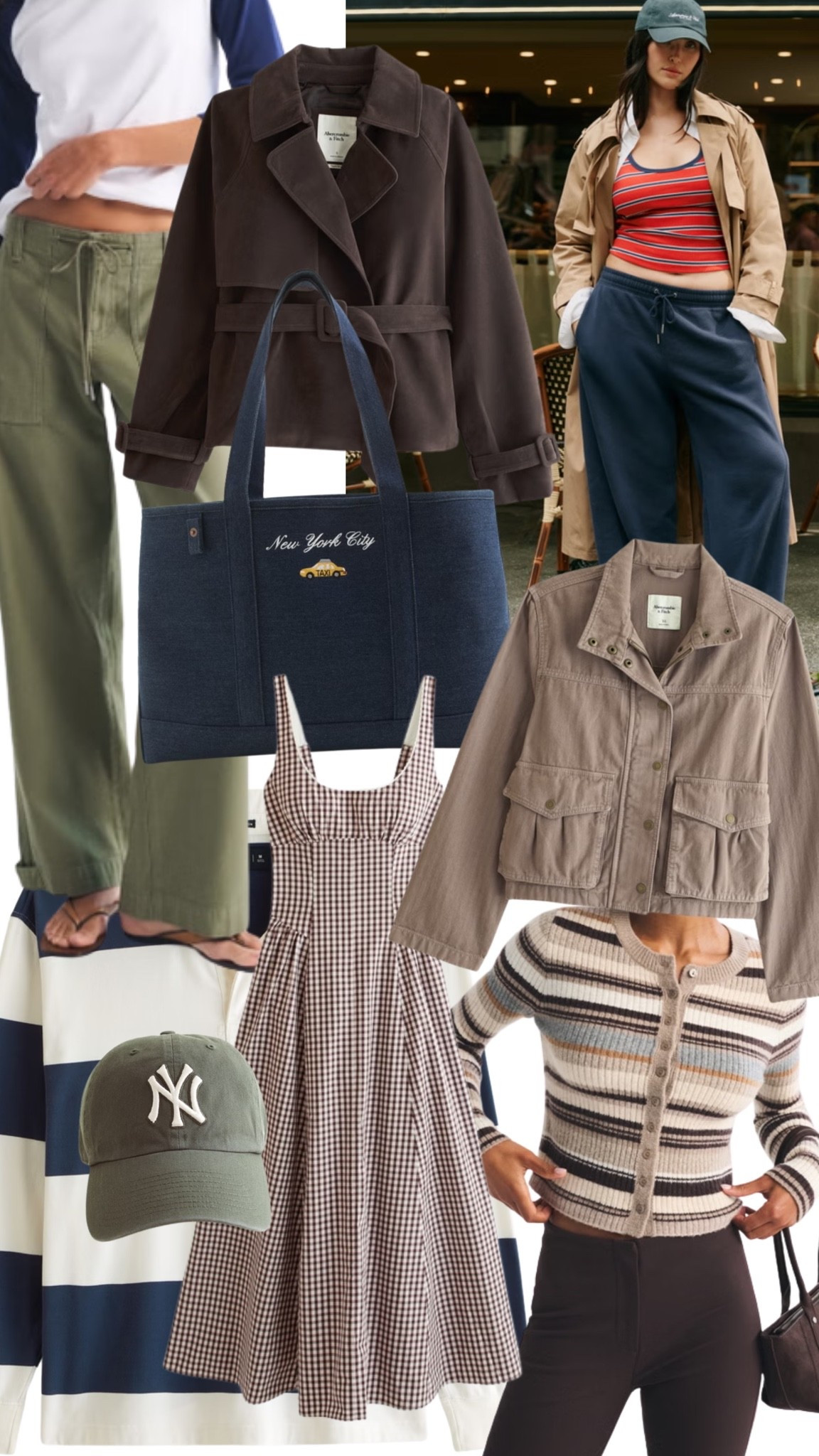 Abercrombie fall sale up to 50% off! Loving the brown, green, textured and pops of navy. #fallstyle #abercrombie #stripes #cargopant #denim