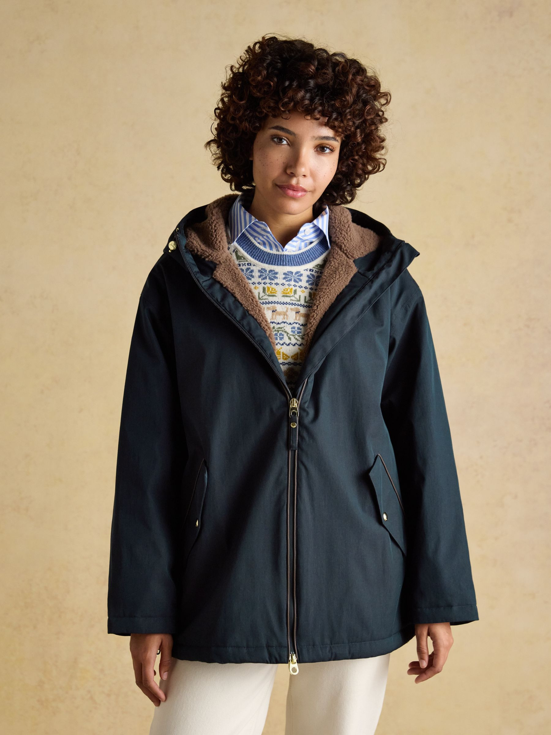 Coverwell Navy Waterproof Fleece Lined Coat | Joules | Joules