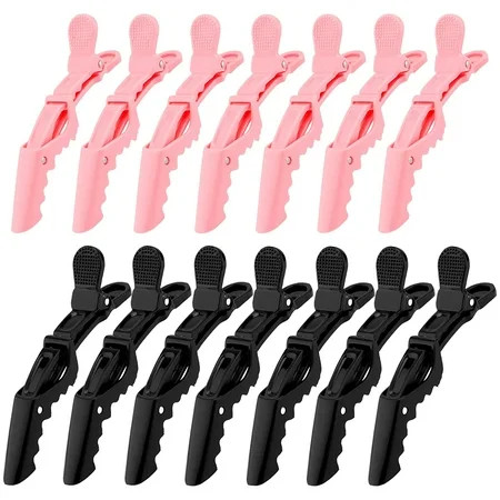 14 Pack Alligator Hair Clips for Styling Sectioning Larger Salon Pro Hair Clips for Barber Clips for Hair Coloring, Cutting, Hair Styling Accessories-Black Pink | Walmart (US)