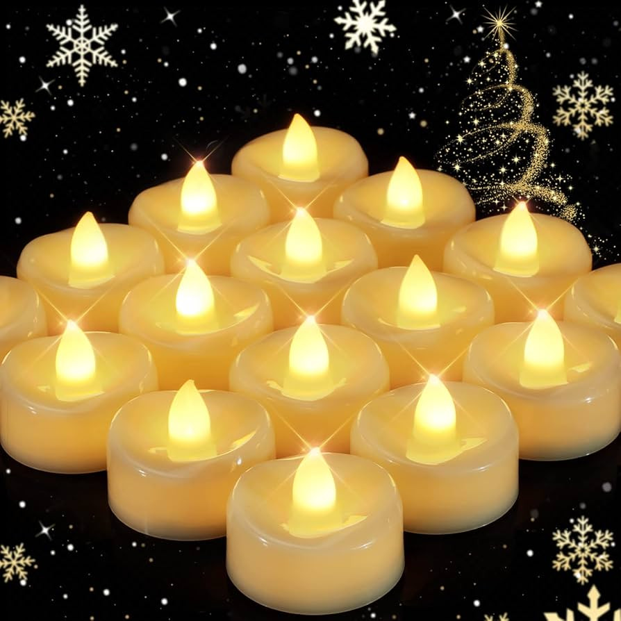 Flameless Candles, 24 Pack LED Tea Lights Candles Battery Operated, Last 200+ Hrs Flickering Tea ... | Amazon (US)