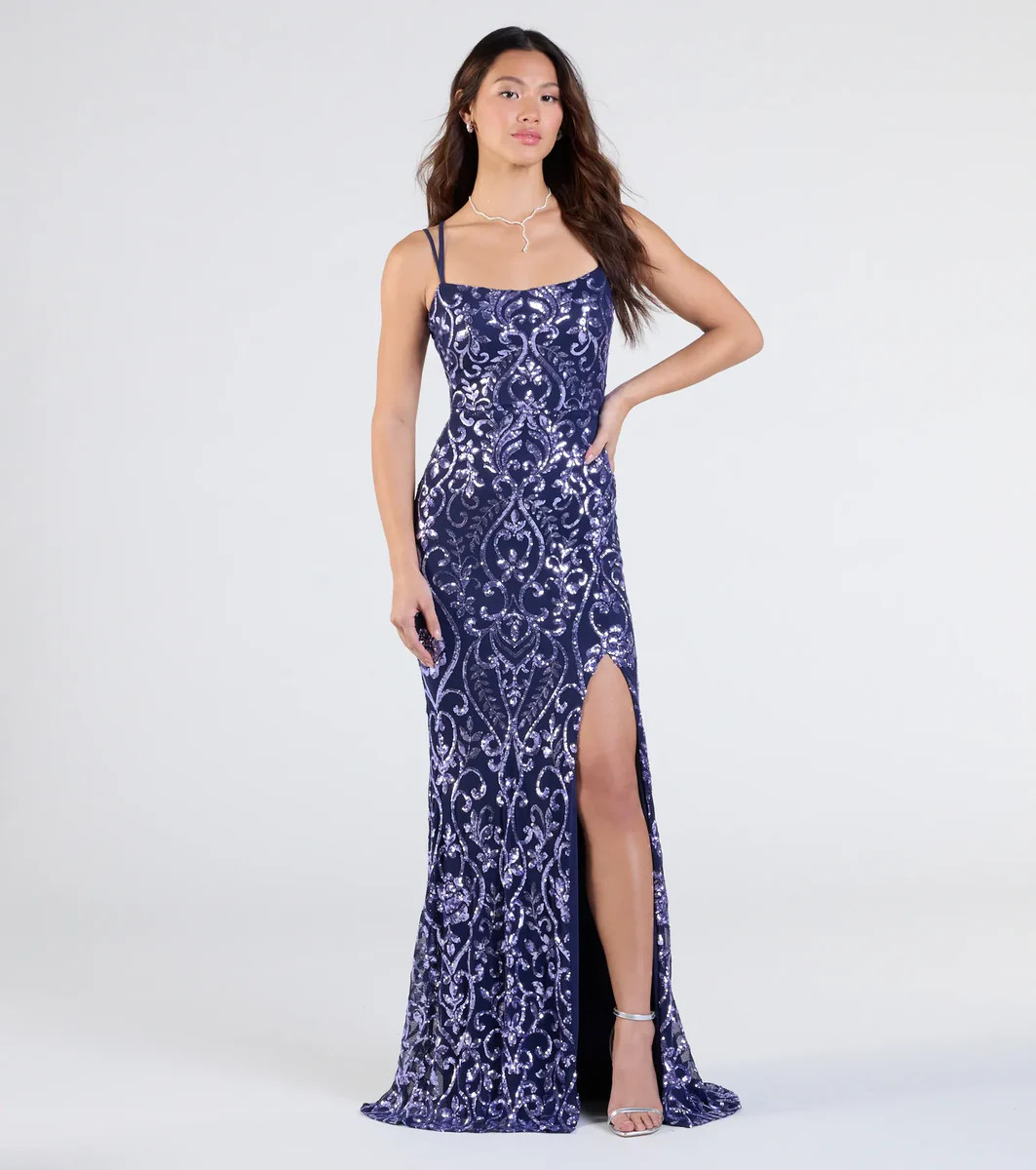 Andrea Cutout Slit Mermaid Sequin Formal Dress | Windsor Stores
