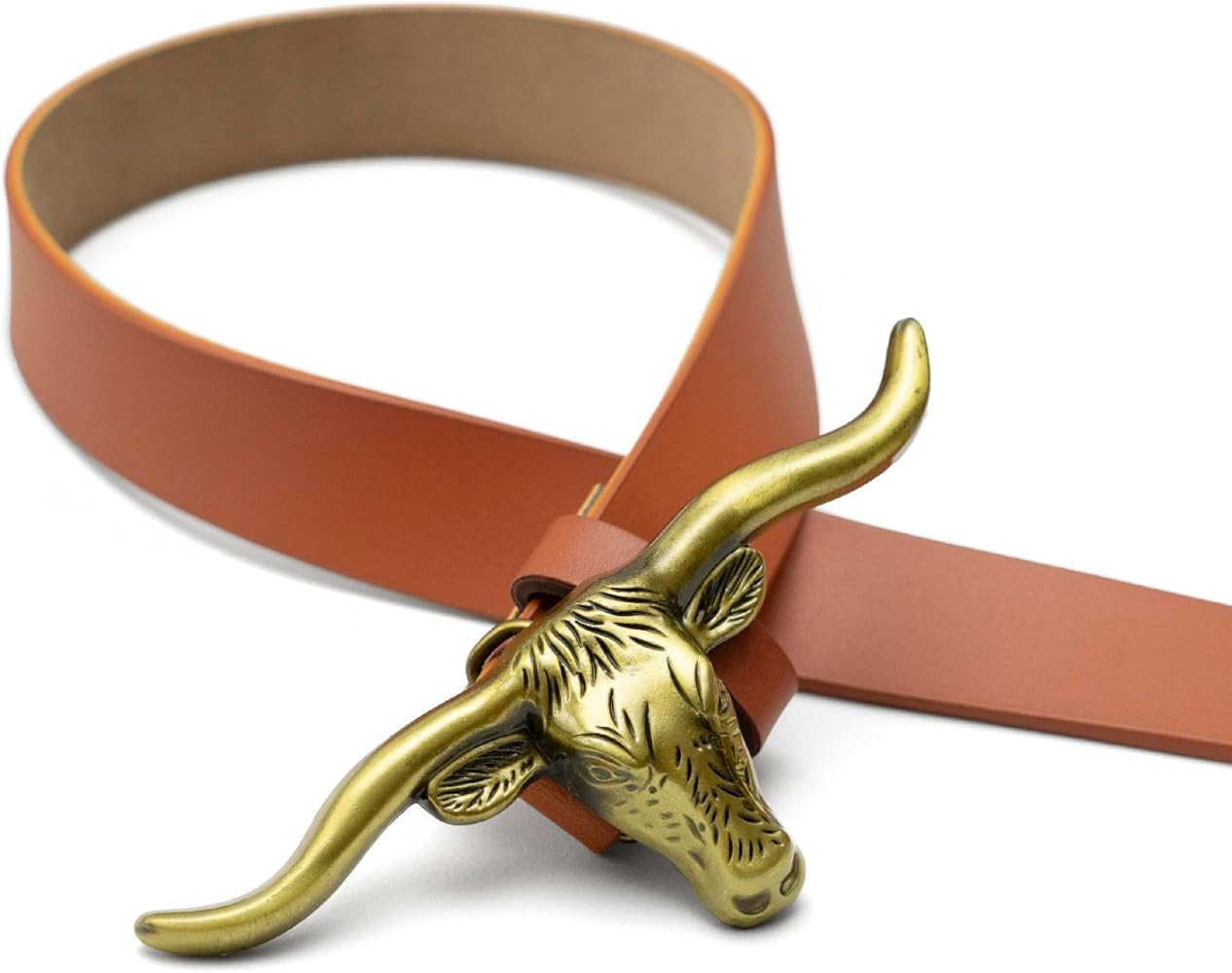 Western Belts for Woman - Leather Cowgirl Belt w/Longhorn Bull Metal Belt Buckle - Stylish Countr... | Amazon (US)