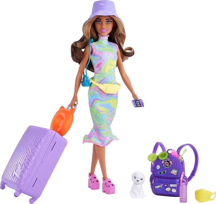 Barbie It Takes Two Doll & Accessories, Travel-Themed Set with Puppy, Working Suitcase, Sticker S... | Amazon (US)