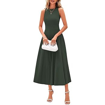 PRETTYGARDEN Spring Casual Dresses for Women 2025 Summer Business Work Midi Sleeveless A Line Ple... | Amazon (US)