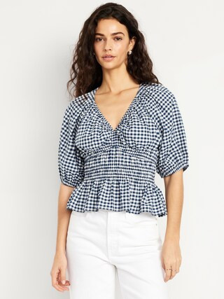 Smocked Gingham Top | Old Navy (US)