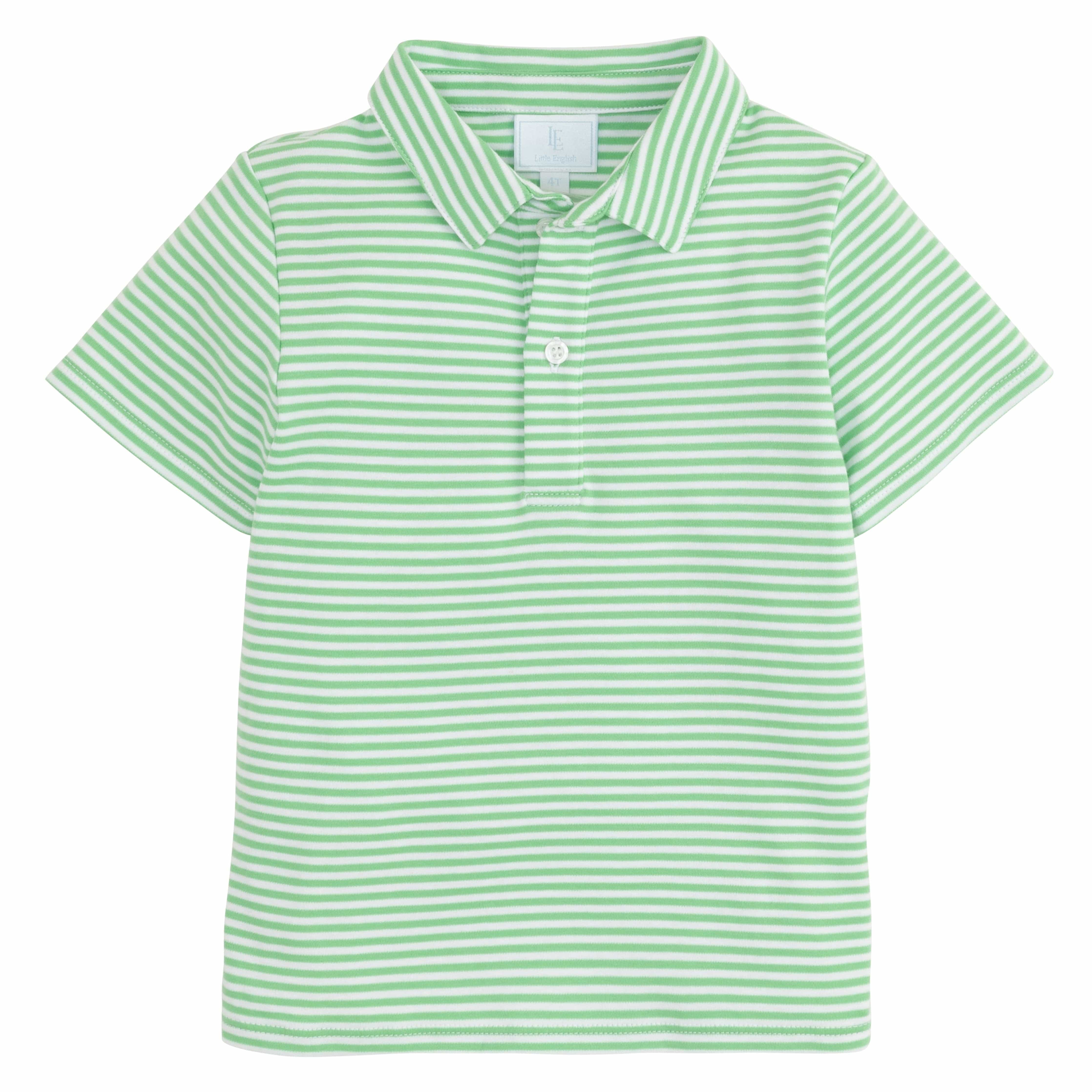 Little Boy's Green Striped Polo - Kids Clothes | Little English