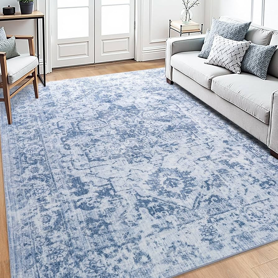 Area Rug 6x9, Washable Rug for Living Room, Large Area Rugs for Bedroom, Vintage Rug 6x9 for Dini... | Amazon (US)