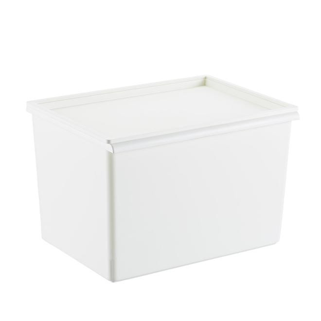 Medium Modern Bin w/ Lid White | The Container Store