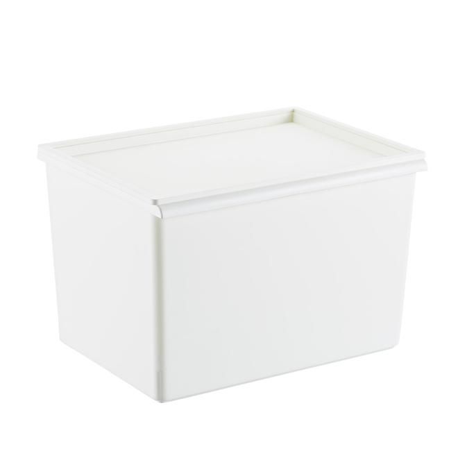 Medium Modern Bin w/ Lid White | The Container Store