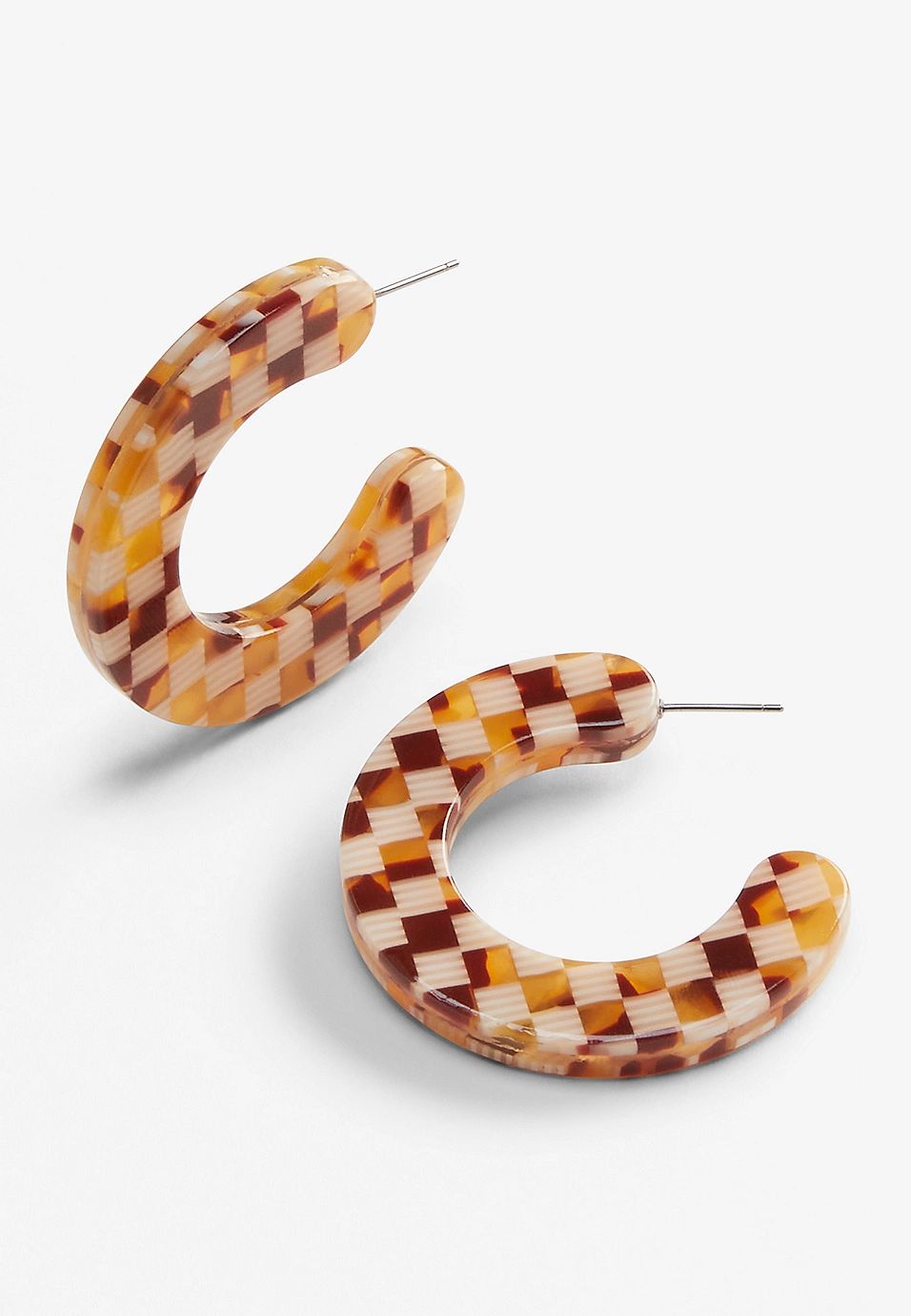 Checkerboard Hoop Earrings | Maurices