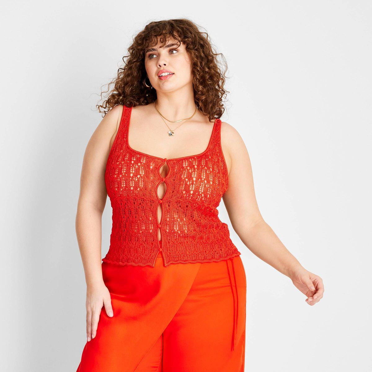 Women's Open Neck Stitch Mix Sweater Tank Top - Future Collective™ with Jenee Naylor Red | Target