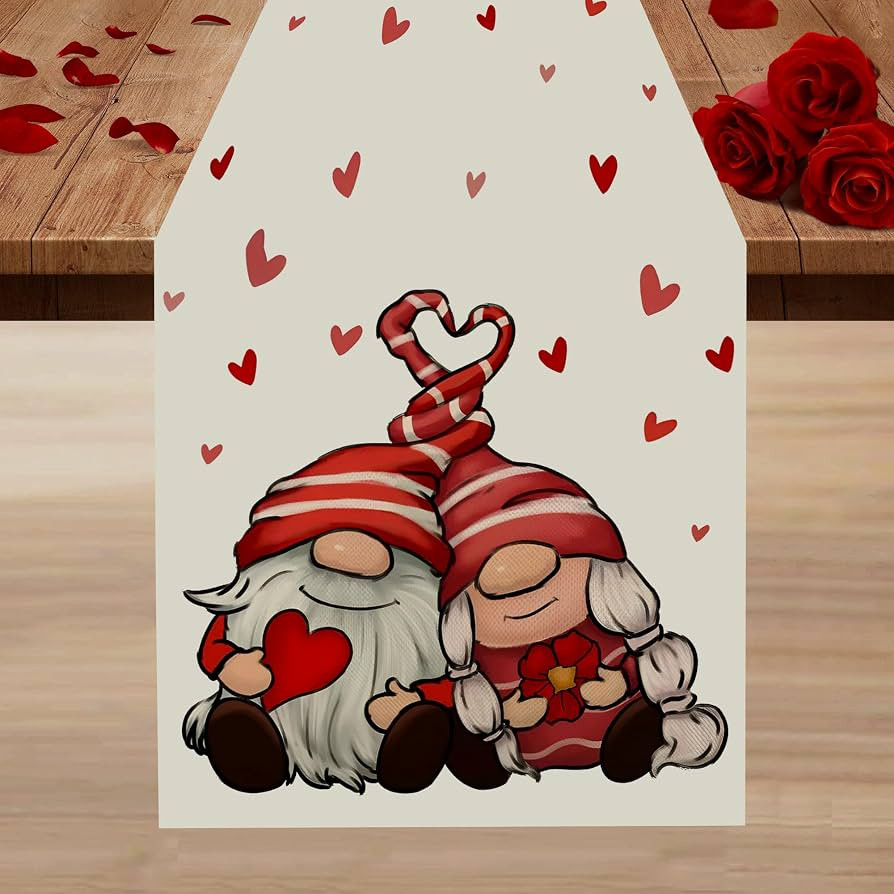 Gukuu&co Valentine's Day Table Runner Gnomes Heart Kitchen Dining Table Decoration for Wedding An... | Amazon (US)