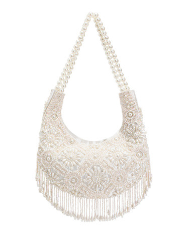Bridal Beaded Fringe Shoulder Bag | TJ Maxx