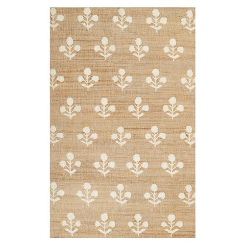 Francine French Country Natural Floral Patterned Jute Rug - 3'6"x5'6" | Kathy Kuo Home