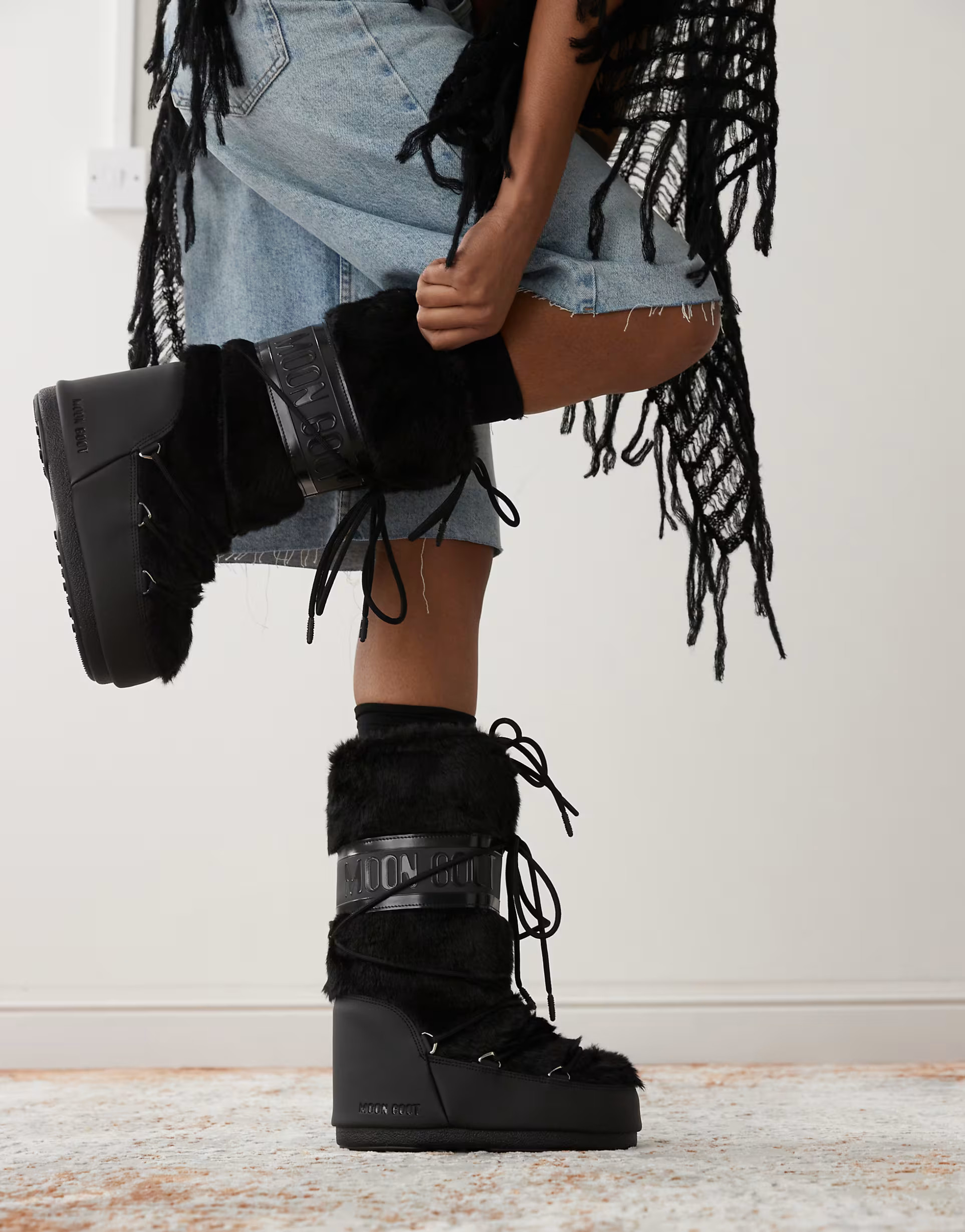 Moonboot Icon high faux fur boots in black | ASOS (Global)