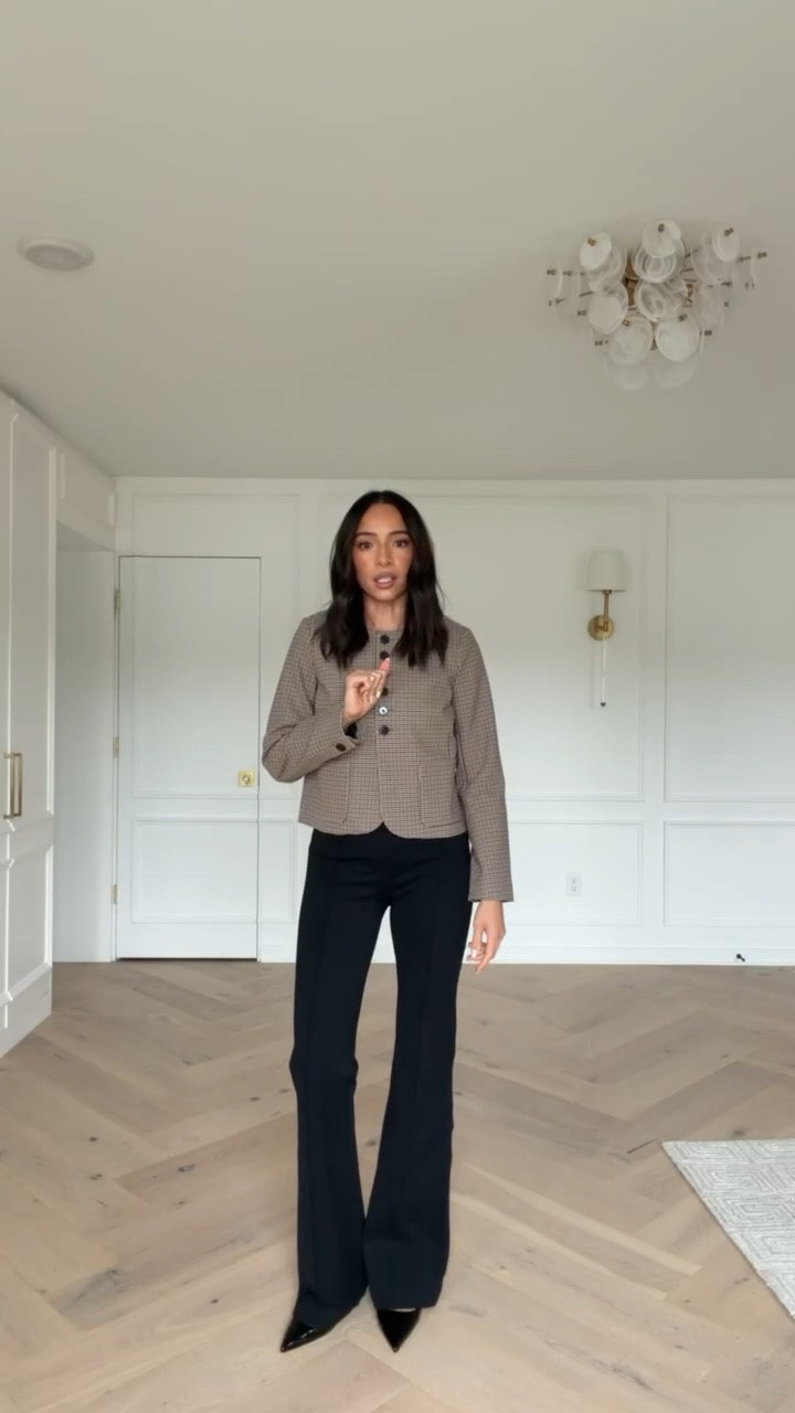 The entire Spanx site is 20% OFF with code LTK20!! I love this style of jacket and the plaid check print 😍 Bonus it has stretch, super comfortable but still looks polished! Wearing size XS cropped lady jacket and size S black pants 

work outfit, workwear, office outfit, business casual workwear, fall outfits, fall fashion, fashion over 30

#LTKSeasonal #LTKSaleAlert #LTKWorkwear