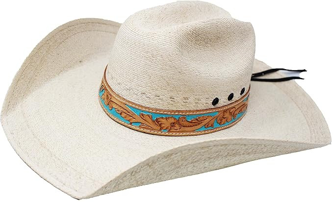 CHALLENGER 1" Wide Handcrafted Western Turquoise Floral Tooled Leather Hat Band 24RTL13TR-A | Amazon (US)