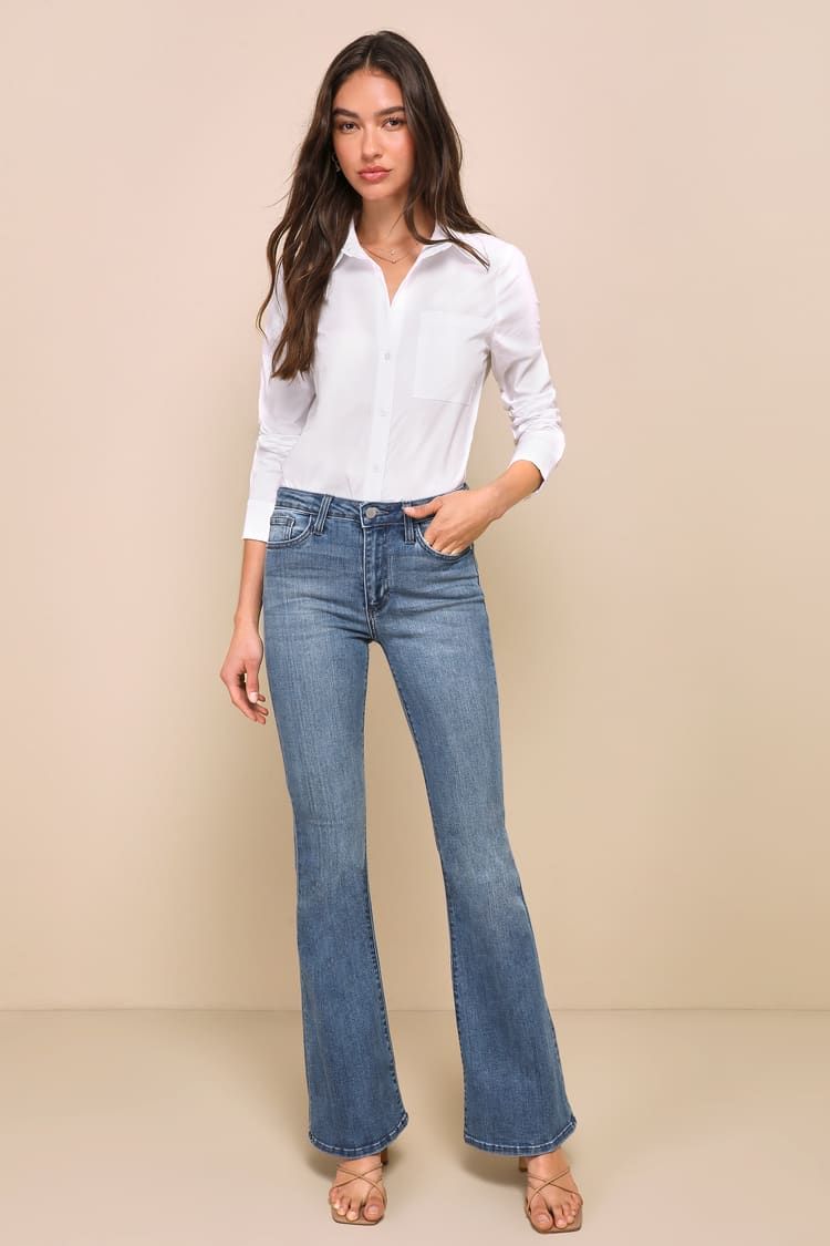 Break Away Medium Wash High-Rise Flare Jeans | Lulus
