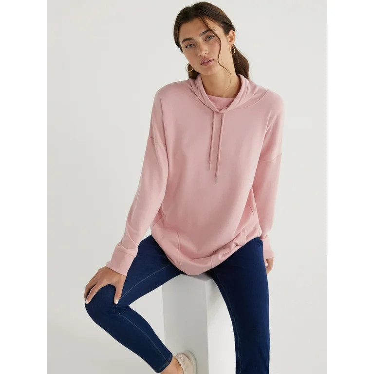 Time and Tru Women’s Cowl Neck Tunic Sweatshirt, Sizes XS-XXXL | Walmart (US)