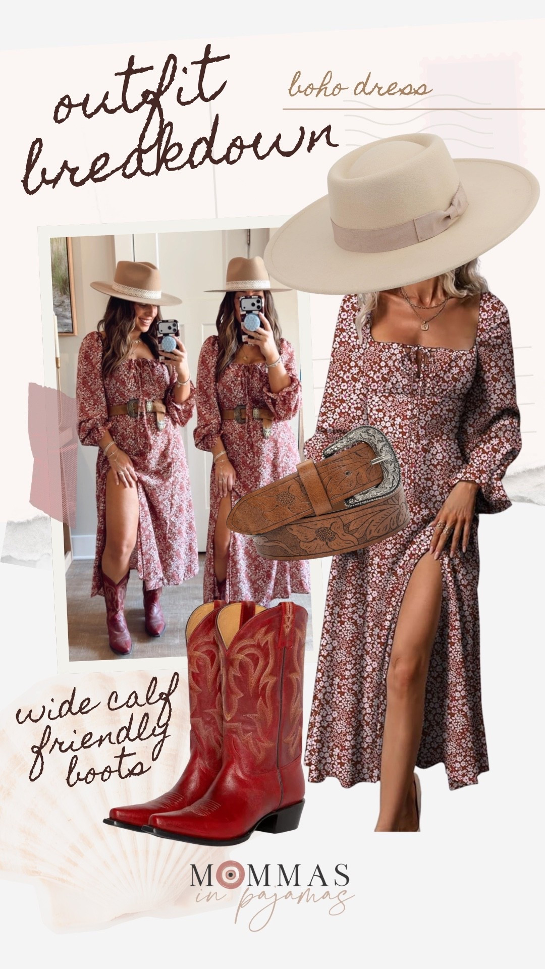This dress is absolutely adorable and these accessories are so freaking cute. These boots are 100% ready to be the star of the show and I’m not mad about it. 
Boho outfit inspo, ladies night outfit inspo 

#LTKPetite #LTKSeasonal #LTKMidsize