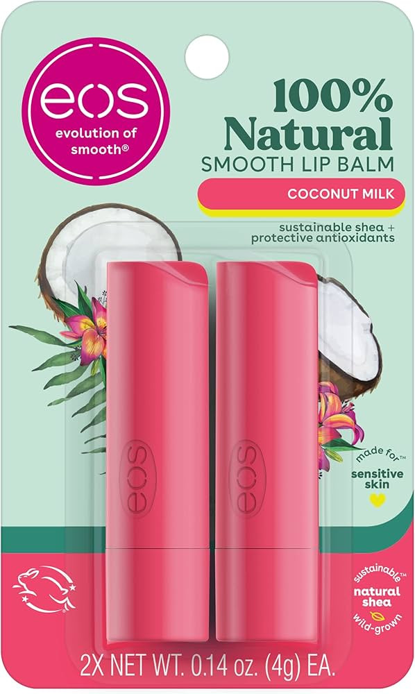 eos 100% Natural Lip Balm- Coconut Milk, All-Day Moisture, Made for Sensitive Skin, Lip Care Prod... | Amazon (US)