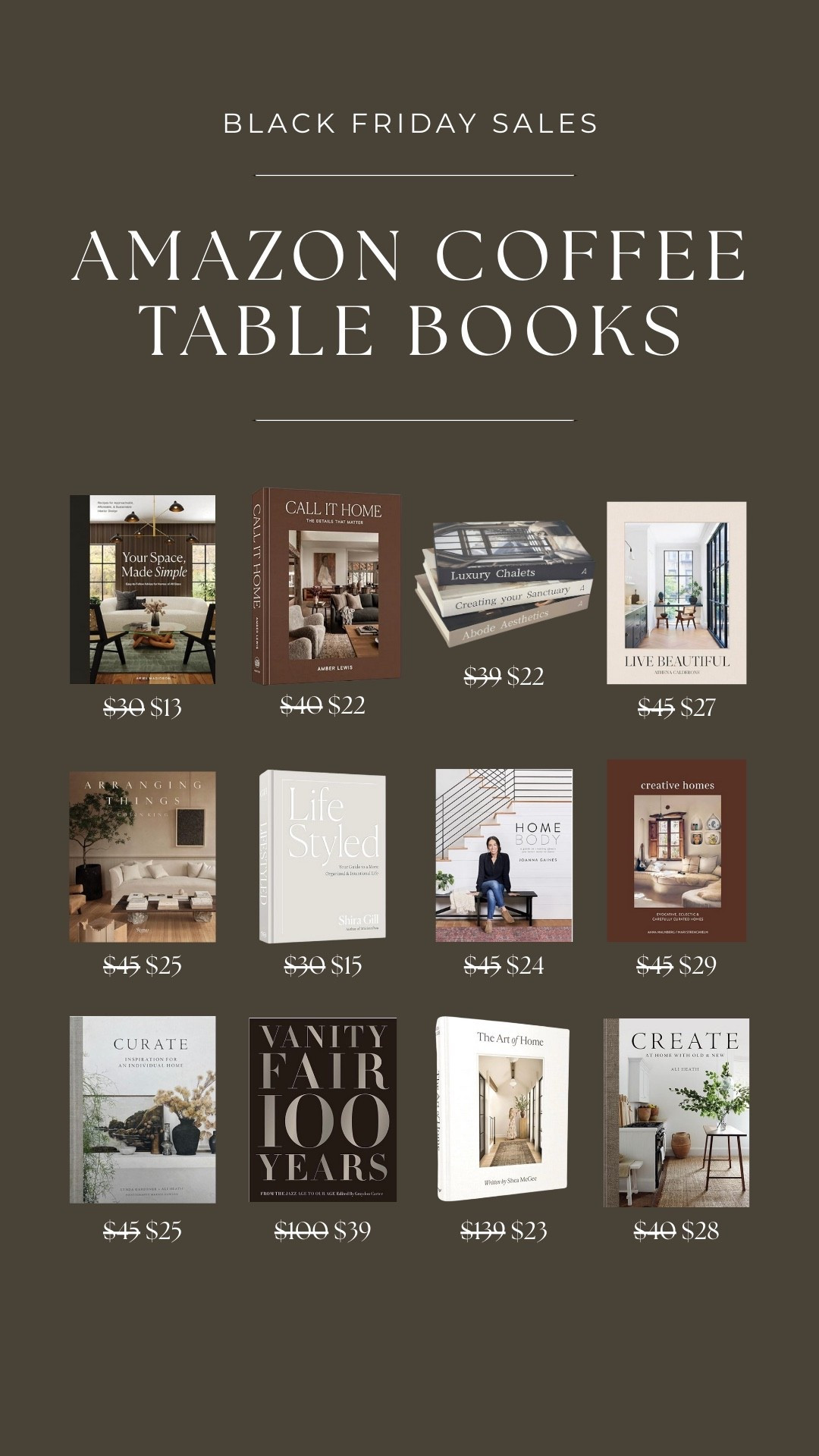 All on MAJOR SALE for Black Friday! Yall some of these are usually $150, and now less than $50. Other ones are as low as $14.

These are the kind of things that you can never have enough of and will ALWAYS use for styling. Some of the best gifts I’ve ever received are Vanity Fair, AD digest and Vogue The covers. 

🎄🎄 


•
Christmas gift ideas, home decor, coffee table books styling, shelves styling, neutral home, cozy home, interior design , #ad #founditonamazon #winterfavorites2025 @amazon

#LTKHome #LTKHoliday #LTKGiftGuide