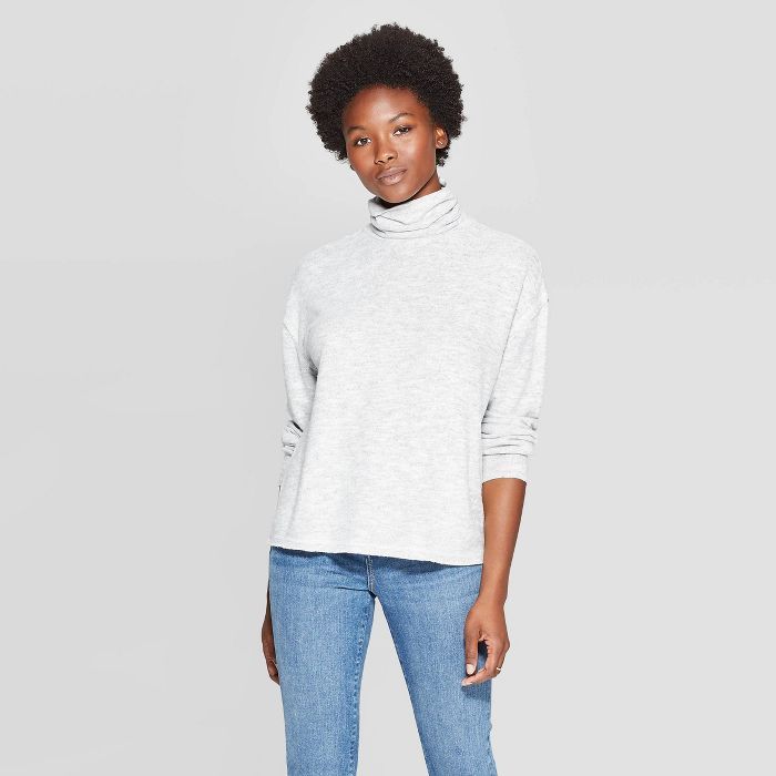 Women's Long Sleeve Mock Turtleneck Snit Sweatshirt - Universal Thread™ | Target