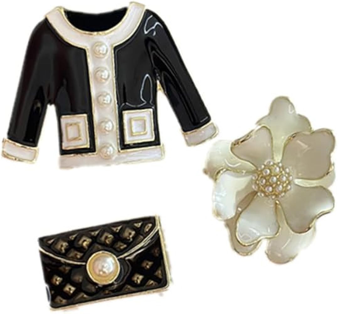 Elegant Flower Imitation Pearl Brooch Pin Set Retro Enamel Coat Bag and Camellia Lapel Collar Bro... | Amazon (US)