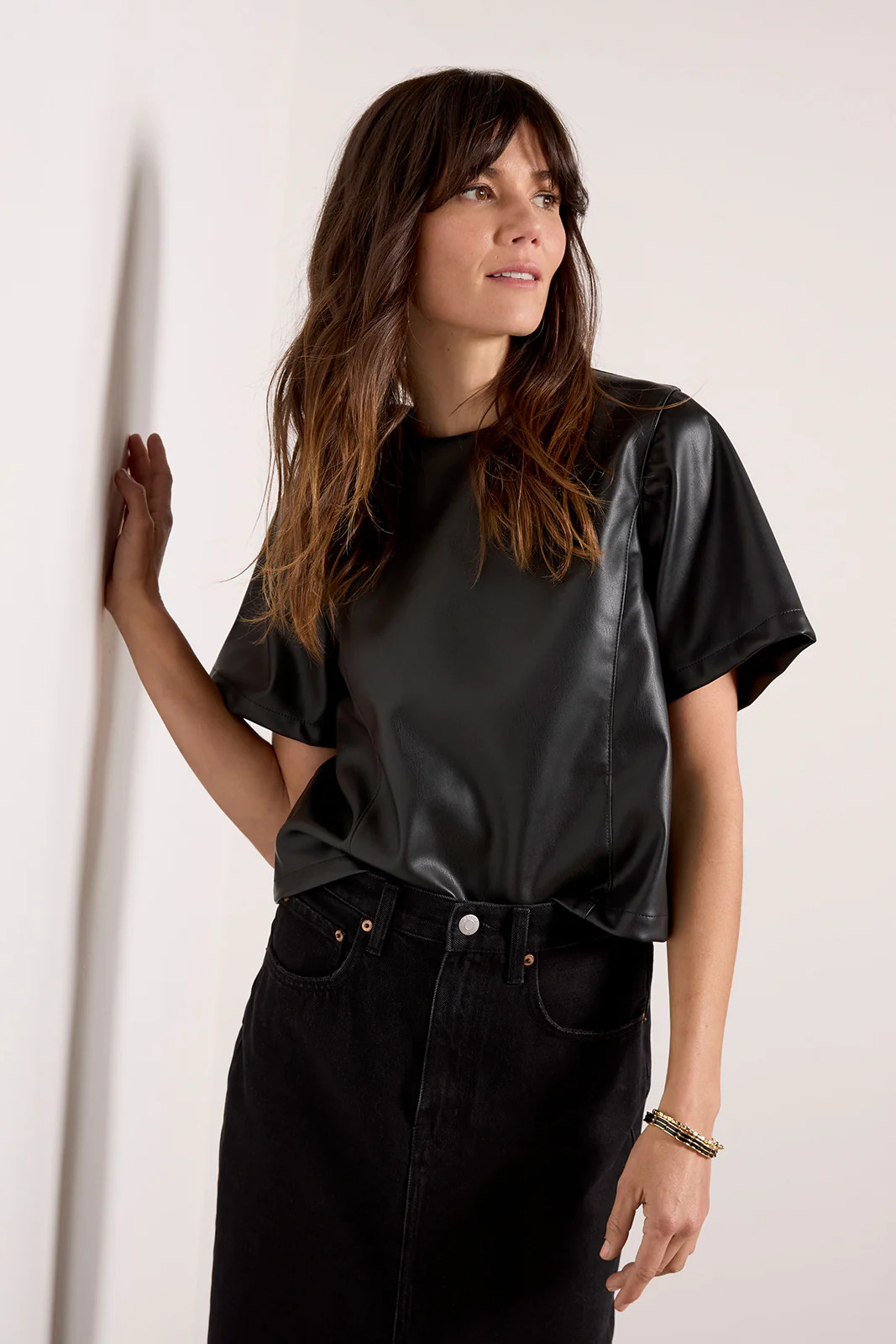 Zuri Faux Leather Tee | Evereve